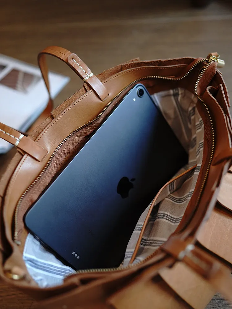 Vintage Black Leather Splicing Bucket Handbag Tote Women Handmade Shoulder Tote Bag for Women