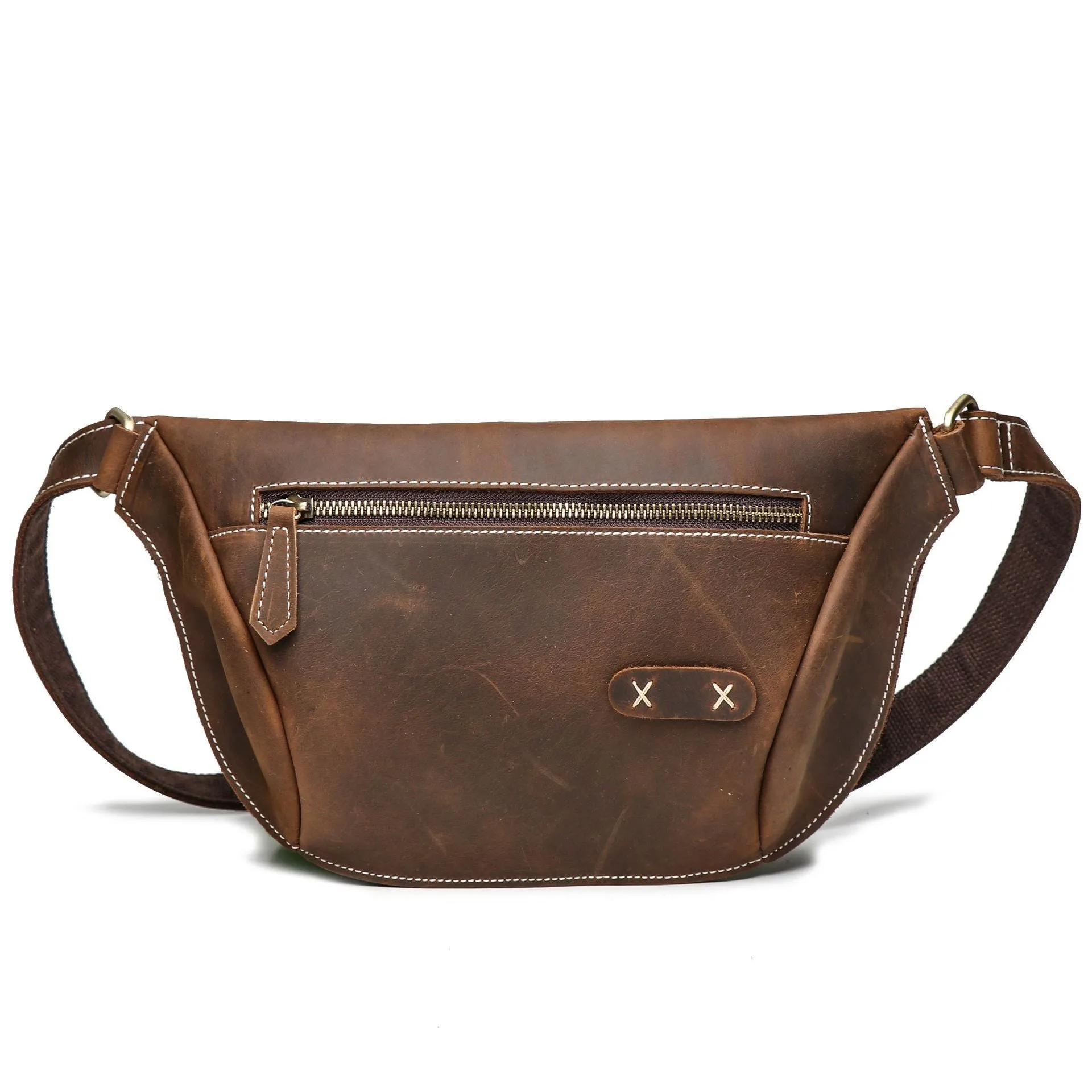 Vintage Brown Leather Men's Fanny Pack Hip Pack Waist Bag For Men