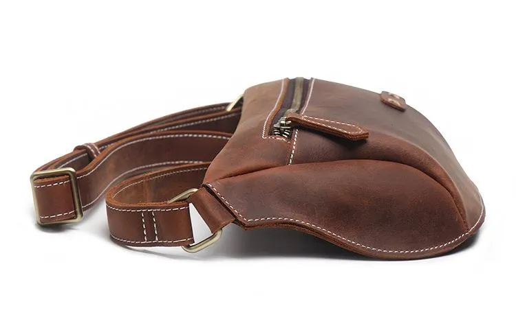Vintage Brown Leather Men's Fanny Pack Hip Pack Waist Bag For Men