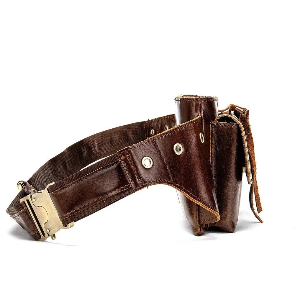Vintage Brown Leather Men's Fanny Pack Waist Bag Brown Hip Pack Belt Bag For Men
