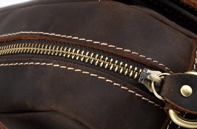 Vintage Brown Leather Mens Small Side Bag Tablet Bag Waist Belt Bag Camera Bag For Men