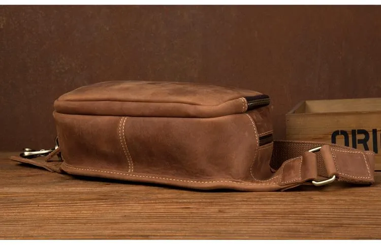 Vintage Brown Mens Leather Fanny Pack Waist Bag Leather Hip Pack Belt Bags Bumbag for Men