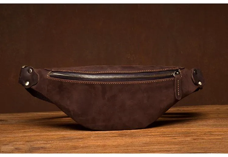 Vintage Brown Mens Leather Mens Fanny Pack Brown Waist Bag Hip Pack Belt Bag Bum bag for Men