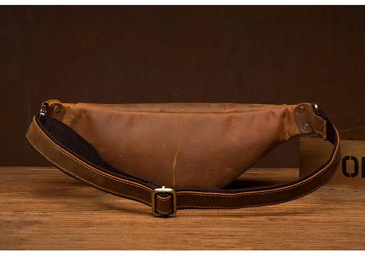 Vintage Brown Mens Leather Mens Fanny Pack Brown Waist Bag Hip Pack Belt Bag Bum bag for Men