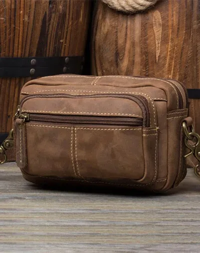 Vintage Leather Fanny Pack Mens Waist Bag Hip Pack Belt Bag Bumbag for Men