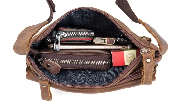 Vintage Leather Fanny Pack Mens Waist Bag Hip Pack Belt Bag Bumbag for Men