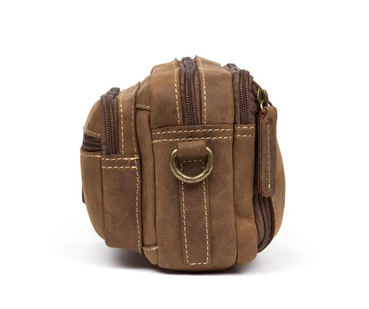 Vintage Leather Fanny Pack Mens Waist Bag Hip Pack Belt Bag Bumbag for Men