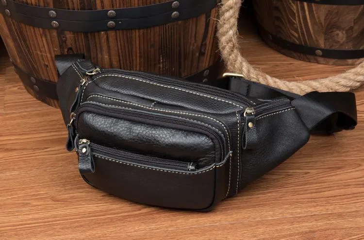 Vintage Leather Fanny Pack Mens Waist Bag Hip Pack Belt Bag Bumbag for Men