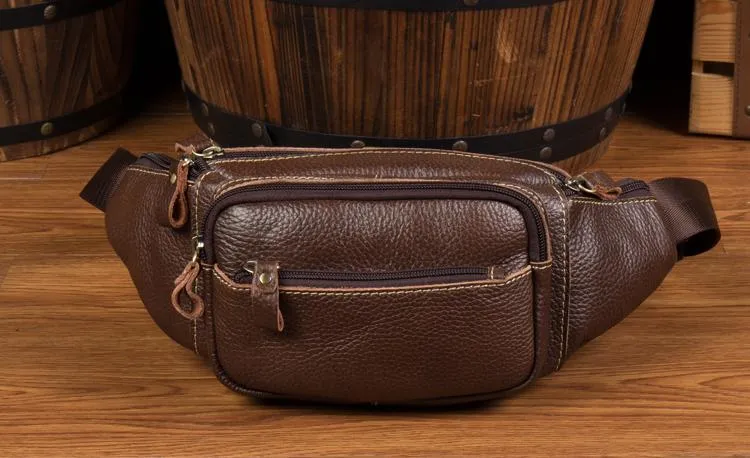 Vintage Leather Fanny Pack Mens Waist Bag Hip Pack Belt Bag Bumbag for Men