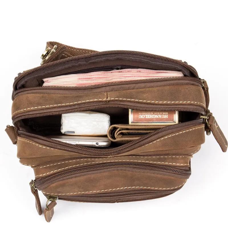 Vintage Leather Fanny Pack Mens Waist Bag Hip Pack Belt Bag Bumbag for Men