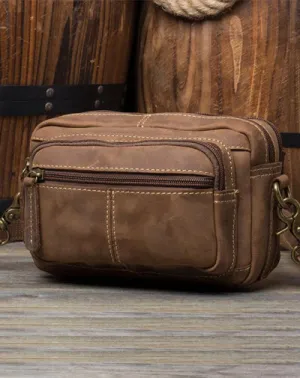 Vintage Leather Fanny Pack Mens Waist Bag Hip Pack Belt Bag Bumbag for Men