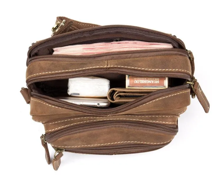 Vintage Leather Fanny Pack Mens Waist Bag Hip Pack Belt Bag Bumbag for Men