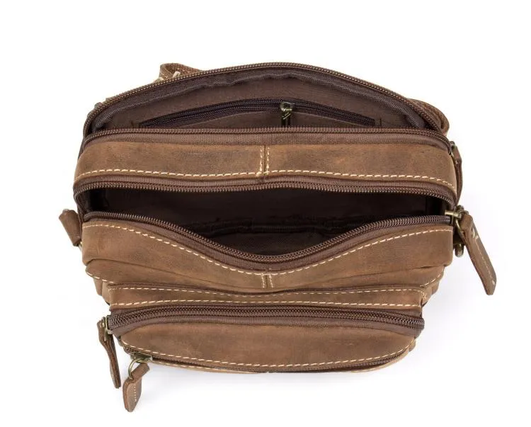 Vintage Leather Fanny Pack Mens Waist Bag Hip Pack Belt Bag Bumbag for Men