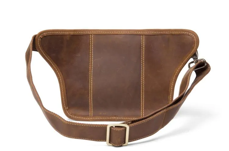 Vintage Leather Fanny Pack Mens Waist Bag Hip Pack Belt Bag Bumbag for Men