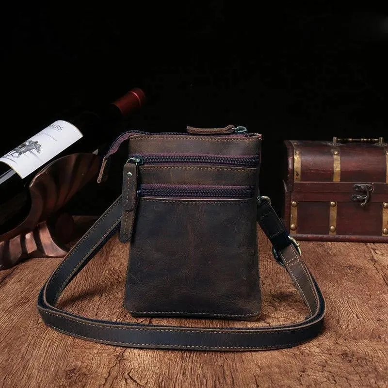 Vintage Leather Men's CELL PHONE HOLSTER Belt Pouch Waist Small Side Bag For Men