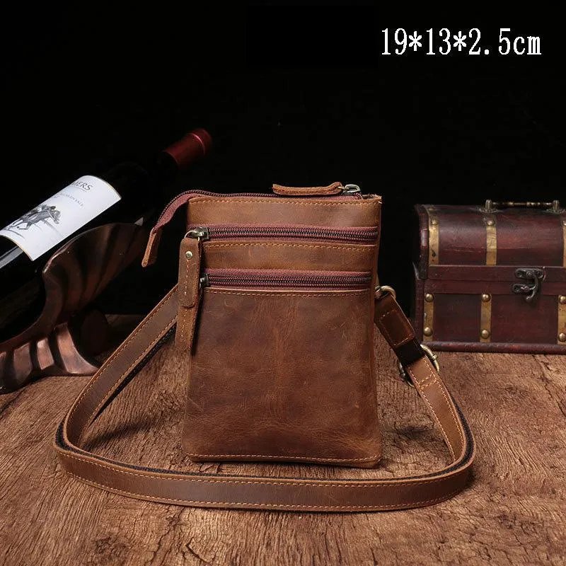 Vintage Leather Men's CELL PHONE HOLSTER Belt Pouch Waist Small Side Bag For Men