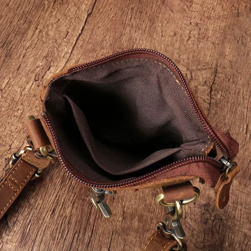 Vintage Leather Men's CELL PHONE HOLSTER Belt Pouch Waist Small Side Bag For Men