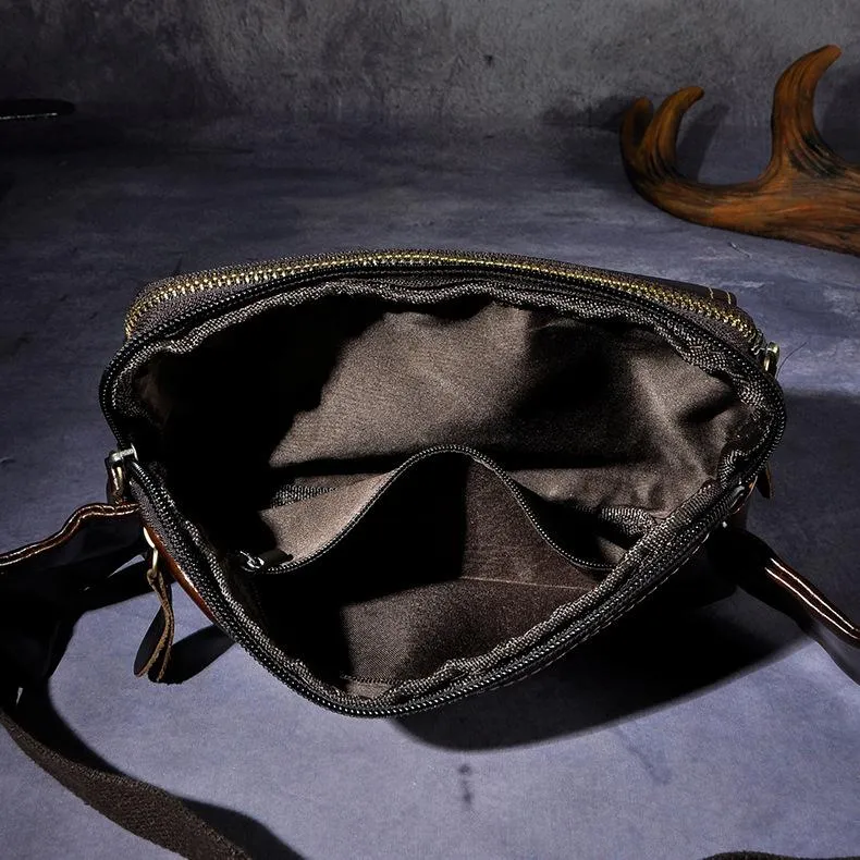 Vintage Leather Mens Fanny Pack Waist Bag Hip Pack Belt Bag Bumbag for Men