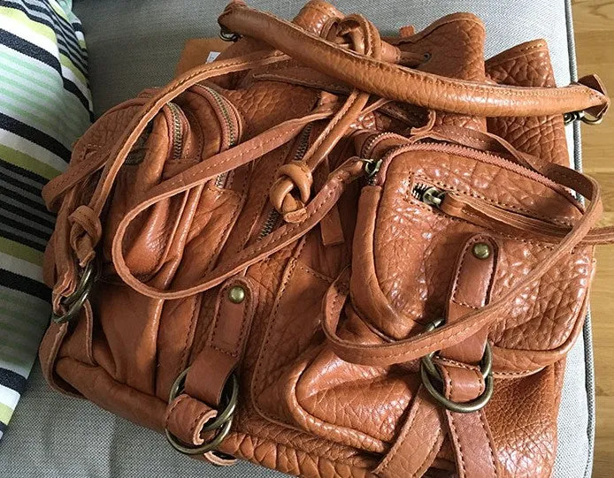 Vintage LEATHER WOMEN Barrel Backpack Handmade School Bucket Backpack FOR WOMEN