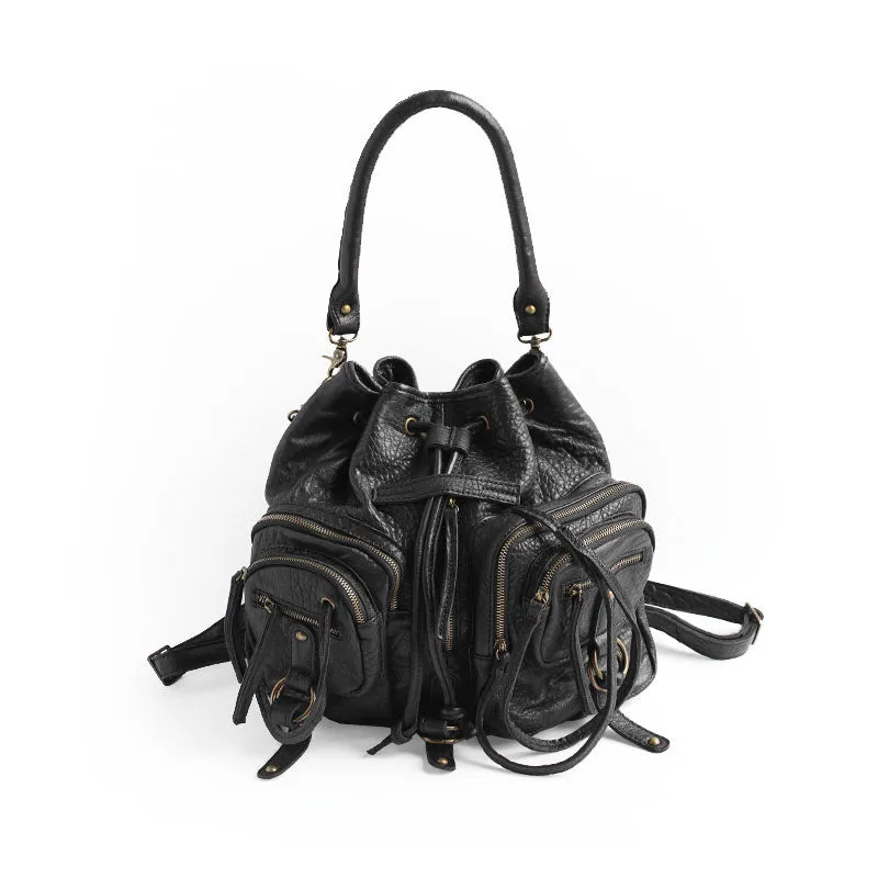 Vintage LEATHER WOMEN Barrel Backpack Handmade School Bucket Backpack FOR WOMEN