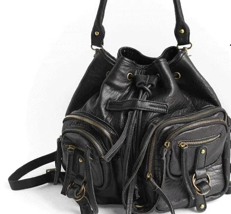 Vintage LEATHER WOMEN Barrel Backpack Handmade School Bucket Backpack FOR WOMEN