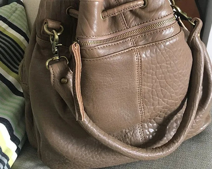 Vintage LEATHER WOMEN Barrel Backpack Handmade School Bucket Backpack FOR WOMEN