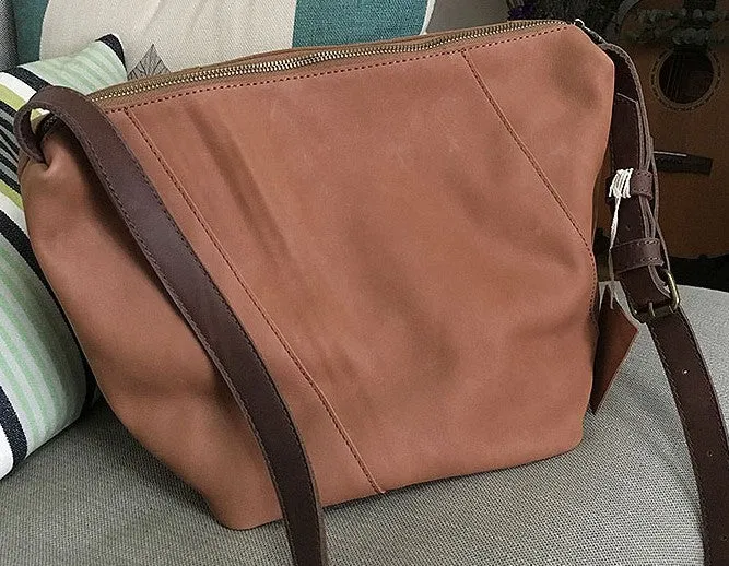 Vintage LEATHER WOMENs Bucket SHOULDER BAG Barrel Crossbody Purse FOR WOMEN