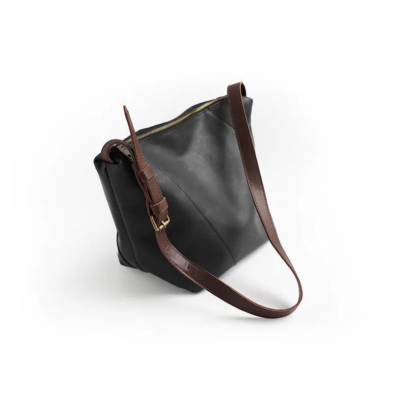 Vintage LEATHER WOMENs Bucket SHOULDER BAG Barrel Crossbody Purse FOR WOMEN