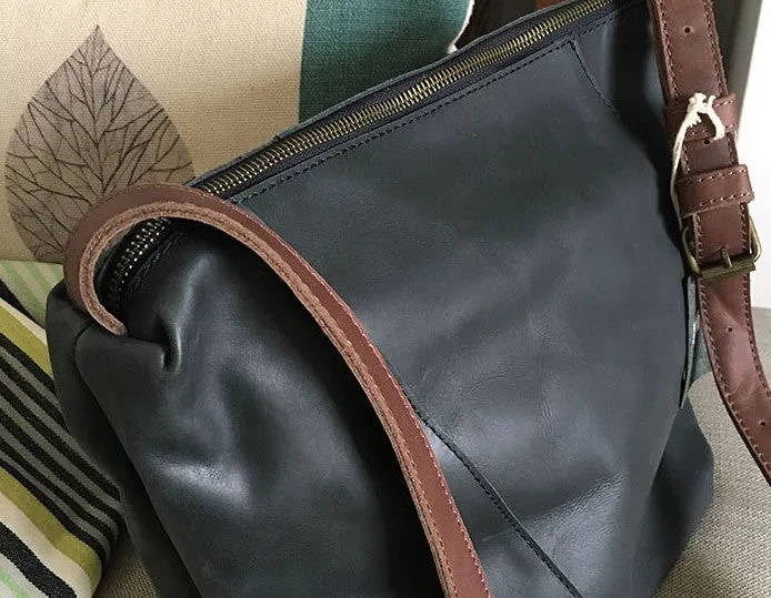Vintage LEATHER WOMENs Bucket SHOULDER BAG Barrel Crossbody Purse FOR WOMEN