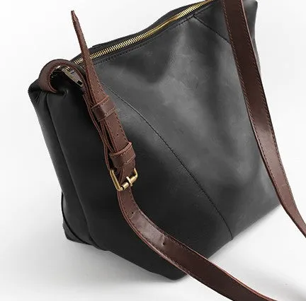 Vintage LEATHER WOMENs Bucket SHOULDER BAG Barrel Crossbody Purse FOR WOMEN