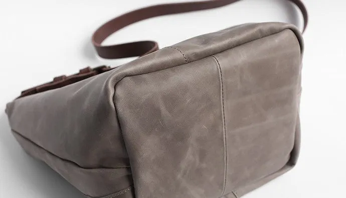 Vintage LEATHER WOMENs Bucket SHOULDER BAG Barrel Crossbody Purse FOR WOMEN