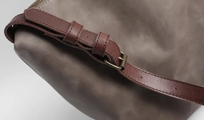 Vintage LEATHER WOMENs Bucket SHOULDER BAG Barrel Crossbody Purse FOR WOMEN