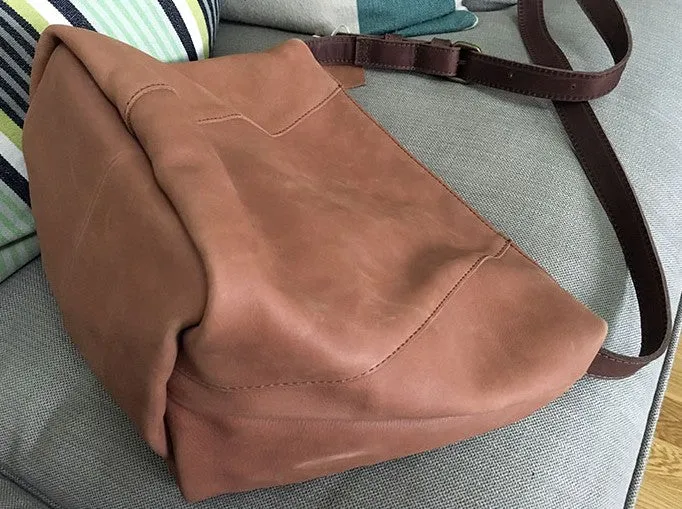 Vintage LEATHER WOMENs Bucket SHOULDER BAG Barrel Crossbody Purse FOR WOMEN