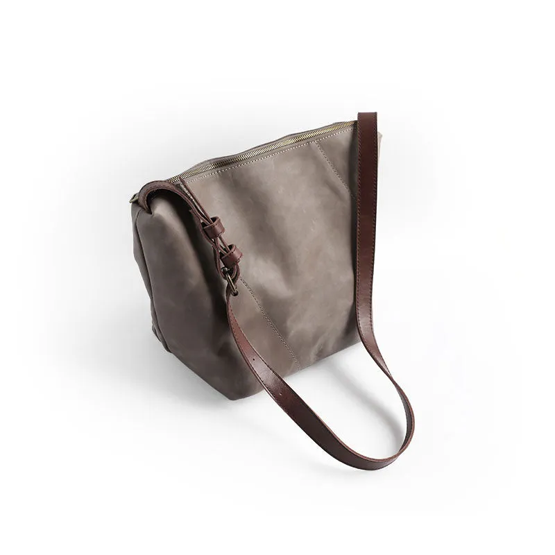 Vintage LEATHER WOMENs Bucket SHOULDER BAG Barrel Crossbody Purse FOR WOMEN
