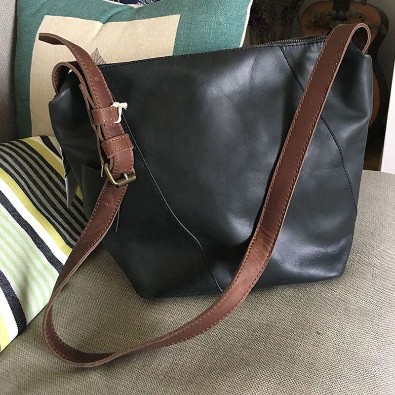 Vintage LEATHER WOMENs Bucket SHOULDER BAG Barrel Crossbody Purse FOR WOMEN