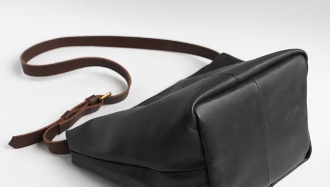 Vintage LEATHER WOMENs Bucket SHOULDER BAG Barrel Crossbody Purse FOR WOMEN