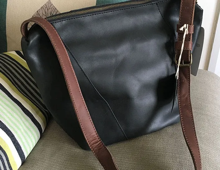 Vintage LEATHER WOMENs Bucket SHOULDER BAG Barrel Crossbody Purse FOR WOMEN