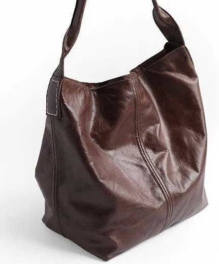Vintage LEATHER WOMENs Large Bucket SHOULDER BAG Barrel Purse FOR WOMEN