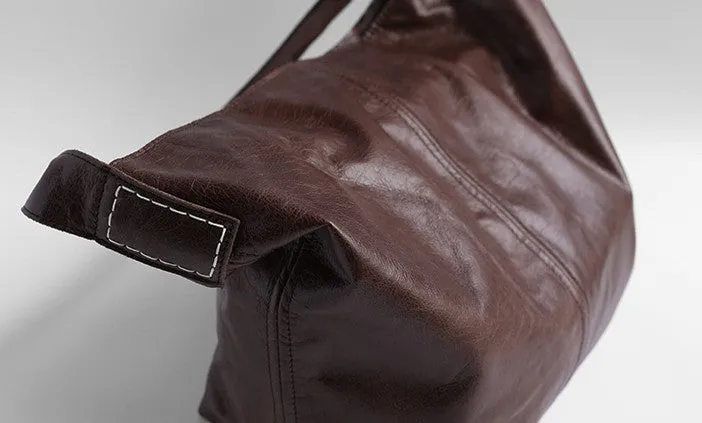 Vintage LEATHER WOMENs Large Bucket SHOULDER BAG Barrel Purse FOR WOMEN