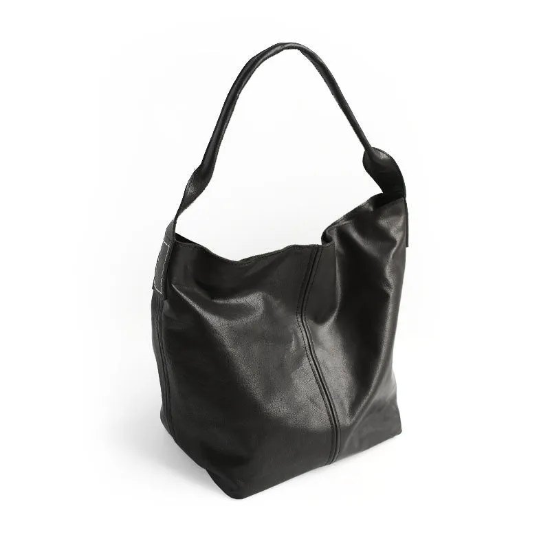 Vintage LEATHER WOMENs Large Bucket SHOULDER BAG Barrel Purse FOR WOMEN