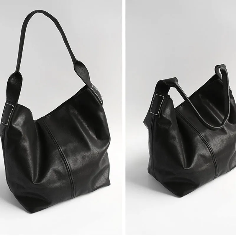 Vintage LEATHER WOMENs Large Bucket SHOULDER BAG Barrel Purse FOR WOMEN