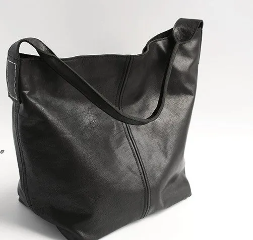 Vintage LEATHER WOMENs Large Bucket SHOULDER BAG Barrel Purse FOR WOMEN