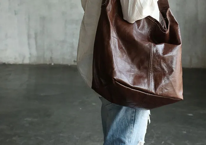 Vintage LEATHER WOMENs Large Bucket SHOULDER BAG Barrel Purse FOR WOMEN
