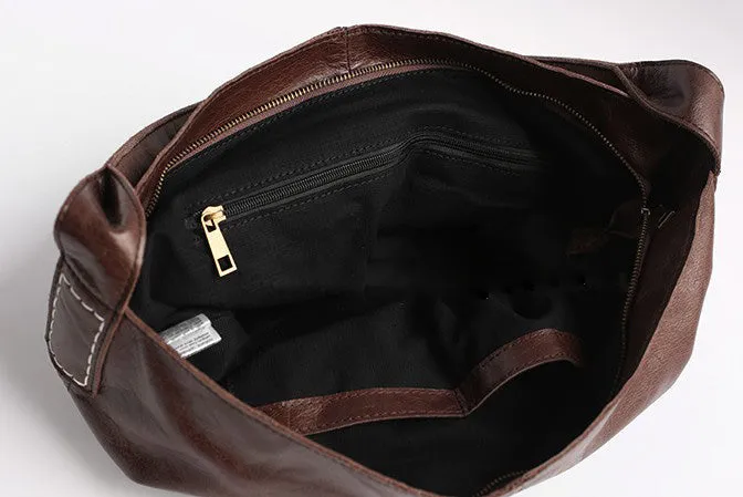 Vintage LEATHER WOMENs Large Bucket SHOULDER BAG Barrel Purse FOR WOMEN