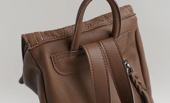 Vintage Soft LEATHER WOMEN Bucket Backpack School Backpack FOR WOMEN