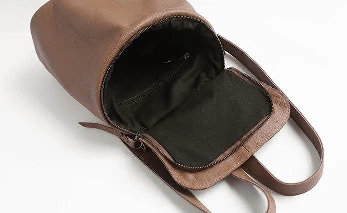 Vintage Soft LEATHER WOMEN Bucket Backpack School Backpack FOR WOMEN