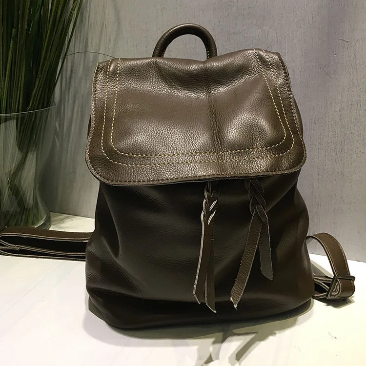 Vintage Soft LEATHER WOMEN Bucket Backpack School Backpack FOR WOMEN