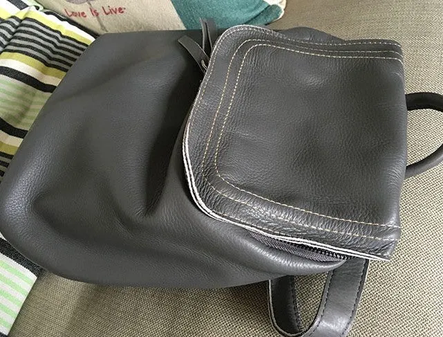 Vintage Soft LEATHER WOMEN Bucket Backpack School Backpack FOR WOMEN