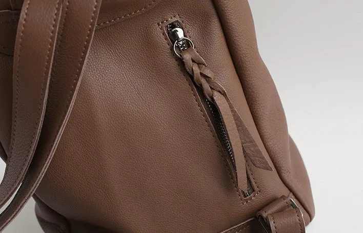 Vintage Soft LEATHER WOMEN Bucket Backpack School Backpack FOR WOMEN