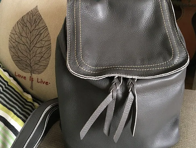 Vintage Soft LEATHER WOMEN Bucket Backpack School Backpack FOR WOMEN
